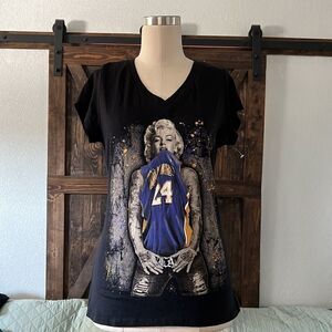 Marilyn Monroe Kobe Bryant Los Angeles LA Lakers women v neck top Sz-XL